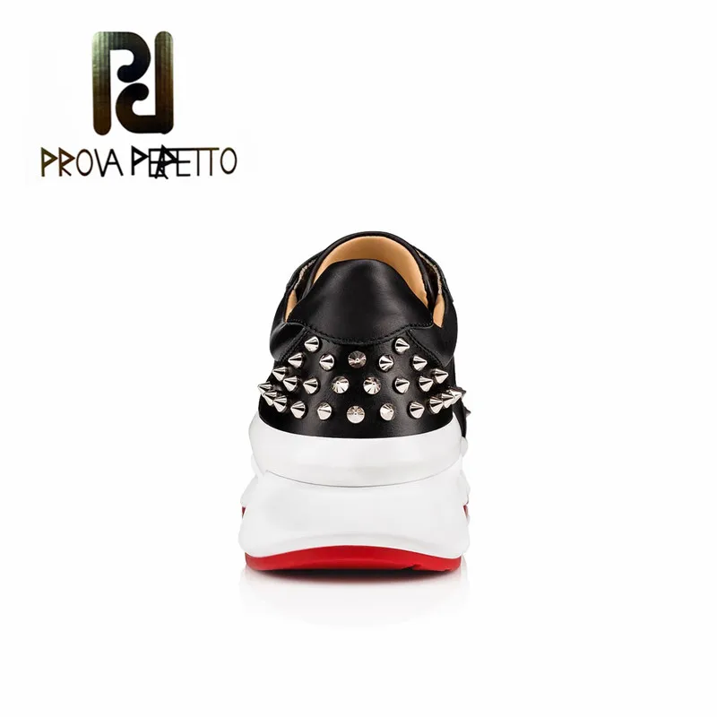 Prova Perfetto с заклепками; scarpe donna; ботильоны с перекрестной шнуровкой; женская обувь на плоской подошве; цвет белый, черный; спортивная обувь из натуральной кожи