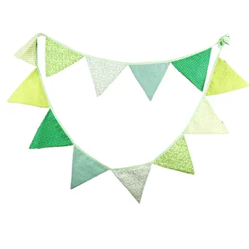 

Green Retro Cotton Cloth Pennants Children Birthday Bunting Photo Shoot Background Party String Flag Tent Flag
