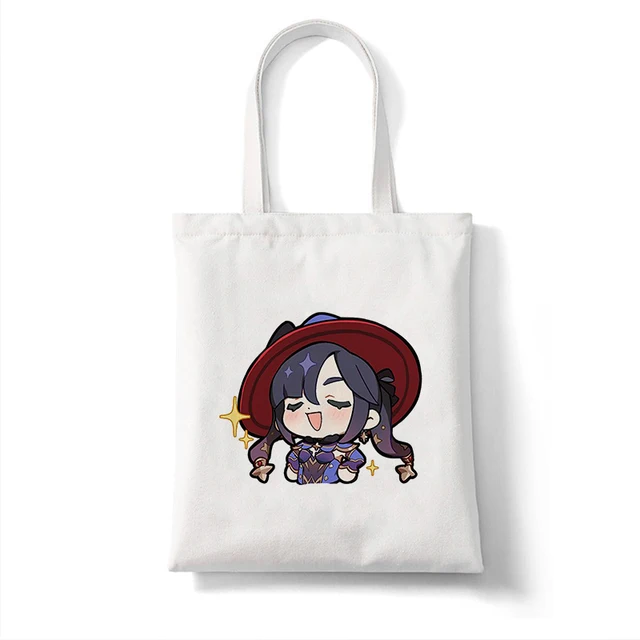Canvas Bag Shopper Bag Genshin Game Kawaii Anime Shopping Bags Handbags Shoulder Bag Casual Handbag Women High Capacity Eco Bag B360M