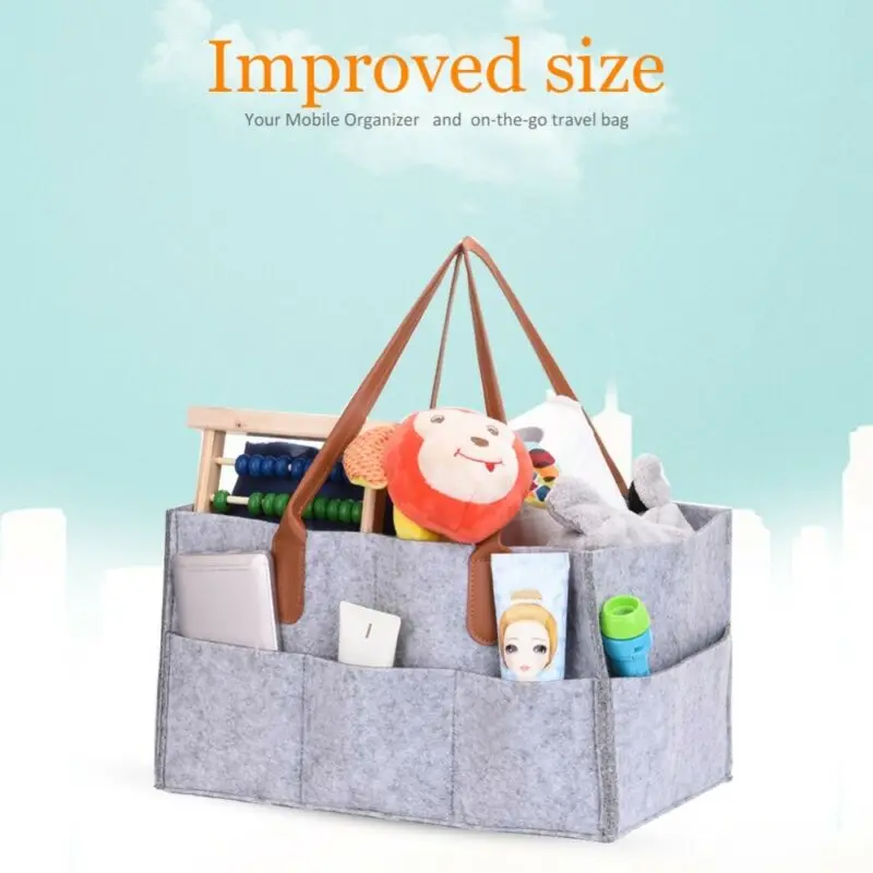Felt Baby Diaper Caddy Nursery Storage Wipes Bag Nappy Organizer Container
