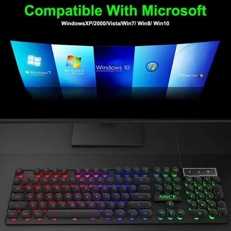 IMICE AK-800 Механическая Проводная клавиатура с USB Feeling 104 клавиш RGB с подсветкой игры силиконовые клавиши для компьютера ноутбук ПК настольный компьютер