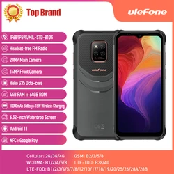Ulefone – Smartphone Power Armor 14, Version globale, téléphone robuste, 10000mAh, 4 go + 64 go, Android 11, NFC, étanche, caméra arrière 20mp 