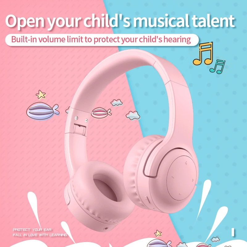 DOSII E3 Candy Color Kids Wireless Earphones High Quality Stereo Noise Cancelling Bass Headset Bluetooth 5 0 with Microphone