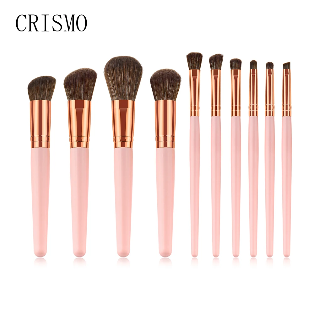 

CRISMO Pink Beauty Makeup Brushes Set Premium Synthetic Hair Brush Foundation Powder Eyeshadow Brush Set Cosmetic Tool Kit 10PCS