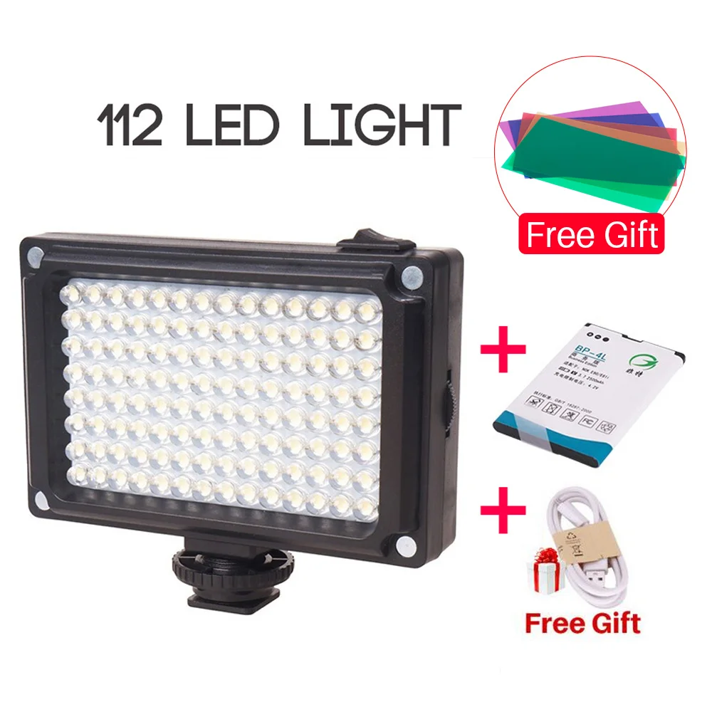 

Ulanzi New 112 LED Dimmable Video Light Lamp Rechargeable Panel Light BP-4L Battery for DSLR Camera Videolight Wedding Recording