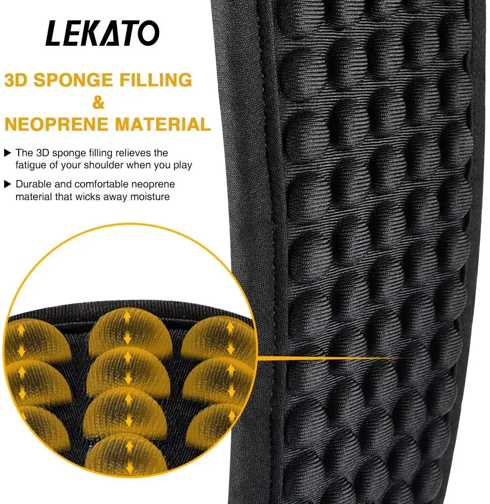 Correia da Guitarra 3.5 de Largura com 6 Lekato Esponja Enchimento Elétrica Baixo Guitarra Acústica Picaretas Lgs-1 3d - Image 5