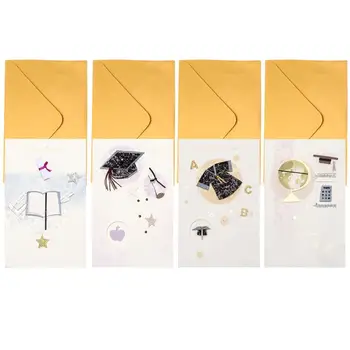 

4pcs in 1 Set Creative 3D Up Card Three-Dimensional Gratulation Blessing Greeting Card for Birthday