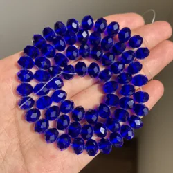 Elegant Faceted Black Crystal Glass Beads for DIY Jewelry and Crafting - Round Rondelle Shape, Various Sizes for Bracelets and Necklaces, Wholesale (Dark Blue)