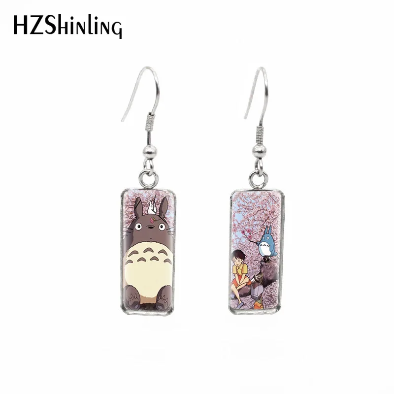 Серьги с крючком My neighter Totoro прямоугольные серьги из стекла кабошона ювелирные