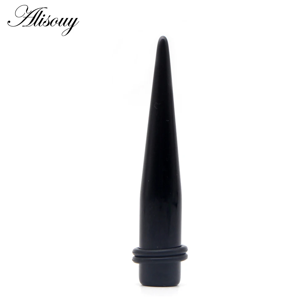 EM0194B Black Alisouy 2 шт 1,6-30 мм УФ акрил черный белый ухо растягивание пирсинг для уха Конус расширитель вилки и Туннели Калибр, Ювелирное Украшение для тела - Окраска металла: EM0194B Black