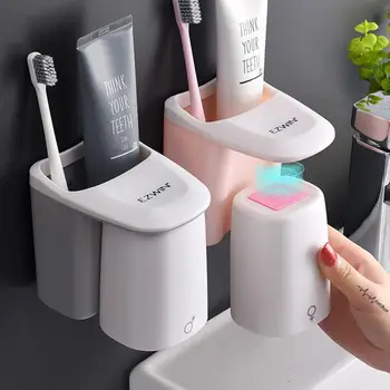 

Household Bathroom toothbrush holder Magnetic Suction Cup Toothbrush Holder Brushing Cup Shelf