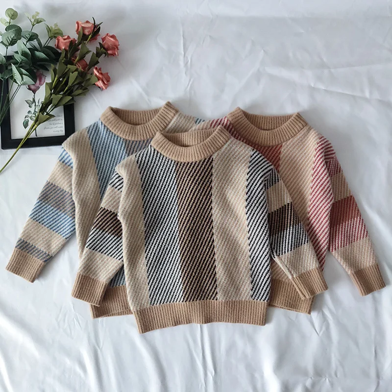 Свитер для маленьких мальчиков и девочек зимняя одежда Детский свитер с круглым