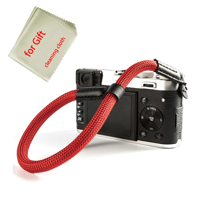 Olympus EM10 iii Pen-f E-PL8 EP9 ep7 핸드 벨트 사진 액세서리용 수제 나일론 소가죽 및 면 테이프 카메라 손목 스트랩