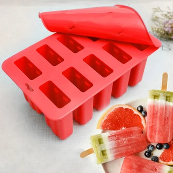

10 Cell Silicone Ice Cream Popsicle Mold Ice Maker Lolly Molds Tray Pan Kitchen BPA-free,Adapt To Various Parties And Daily