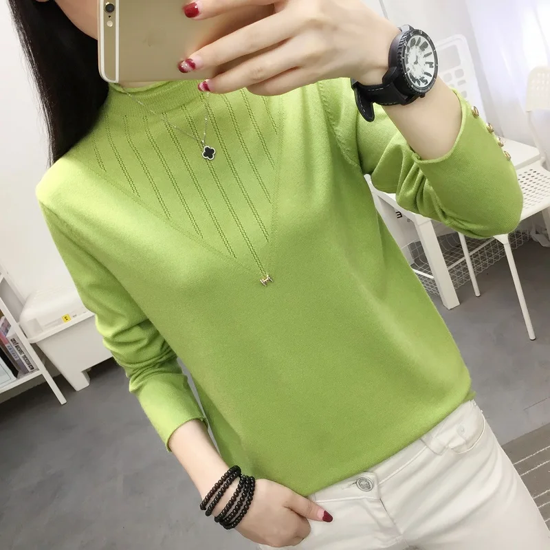 

12704 (3 bedroom side row No. 3 below) Actual photo of new half-high curly collar H decorative Pullover and bottom shirt 31
