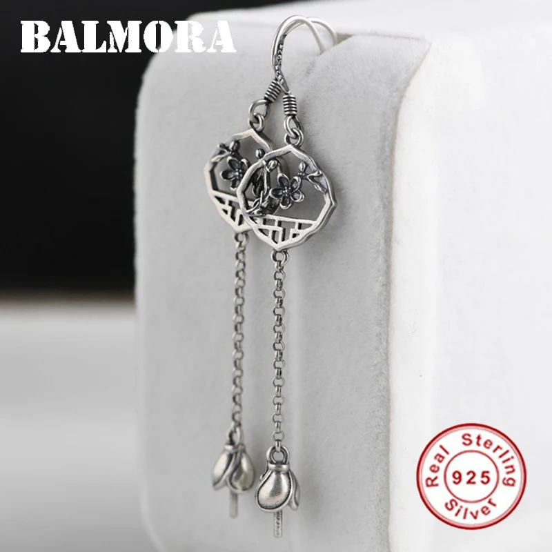 BALMORA НАСТОЯЩИЕ Оригинальные 925 пробы серебряные серьги-капли в форме лотоса для женщин и девушек, висячие серьги в форме цветка, лучший подарок, ювелирные изделия Brincos