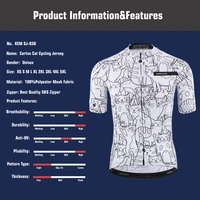 KEMALOCE Breathable Unisex White Cartoon Cat Cycling Jersey Spring Anti-Pilling Eco-Friendly Bike Clothing Top Road Team Bicycle 2