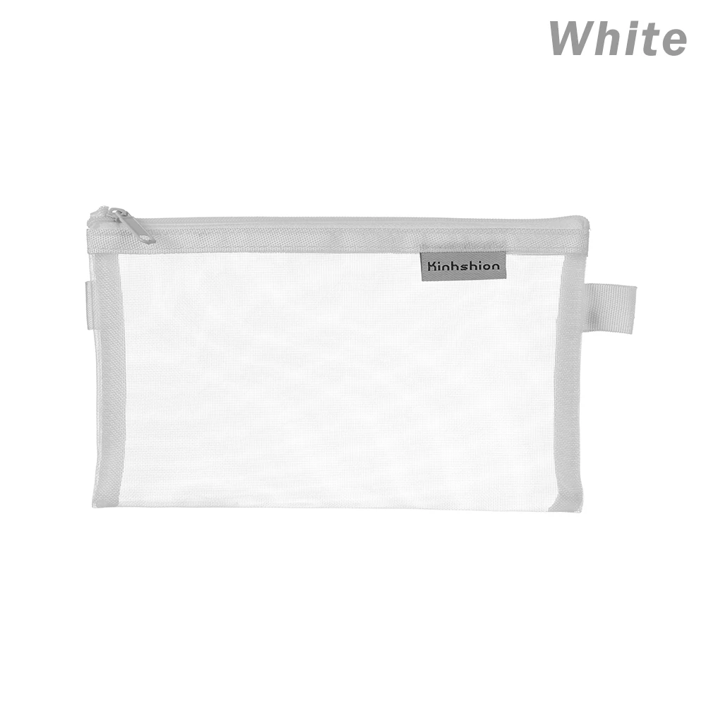 White 2 Простая прозрачная Сетчатая Сумка для документов, прозрачные канцелярские принадлежности на молнии, нейлоновая сумка, чехол для карандашей, офисные, школьные принадлежности - Цвет: White 2