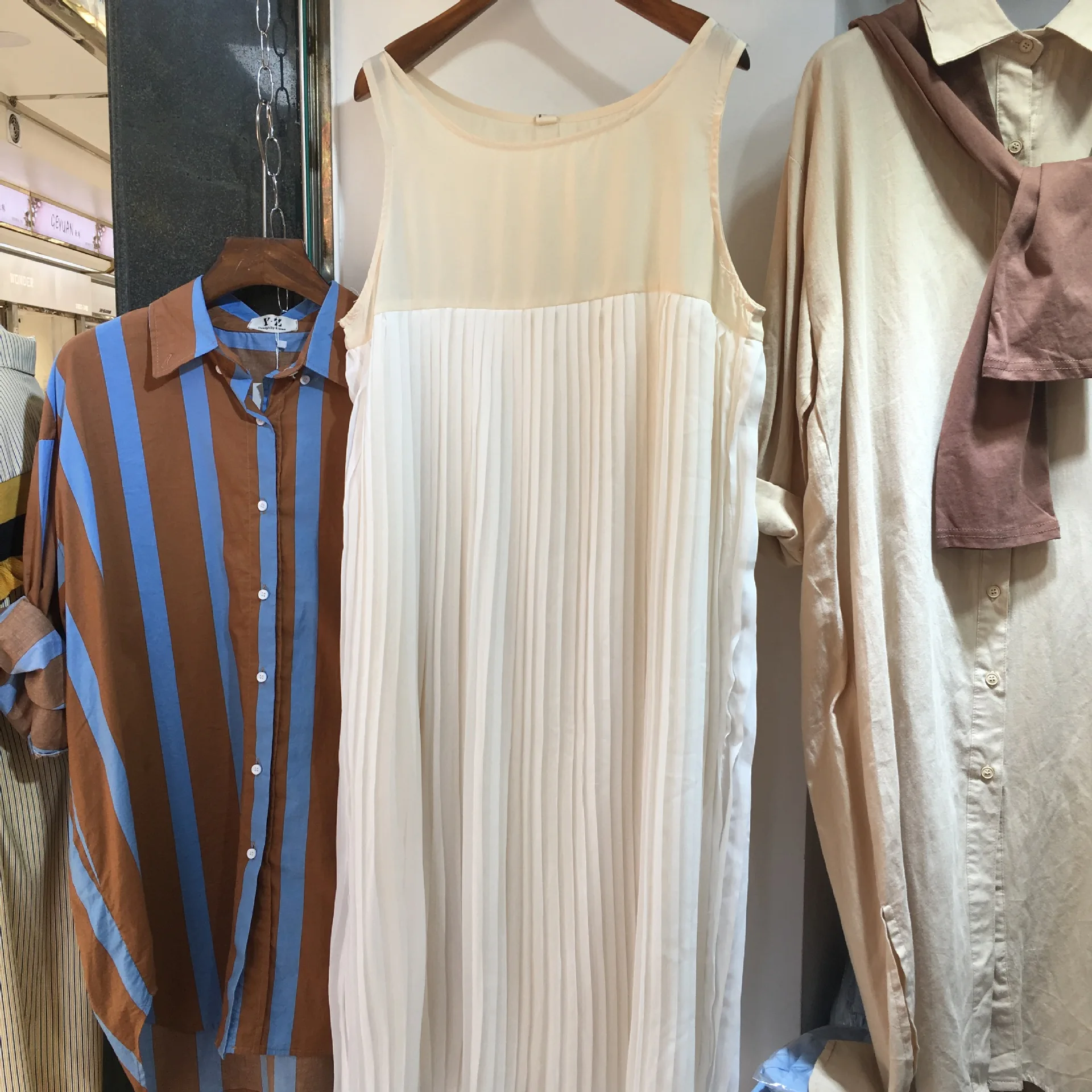 Autumn New Style Korean-style Solid Color Elegant Crew Neck Long Sleeve Irregular Sweater Pleated Dress Two-Piece Set