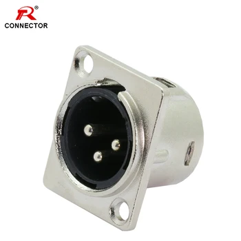 

8pcs 3Pins XLR connector, male plug Socket, Panel Mounted type, Chassis Square Shape, Zinc alloy shell