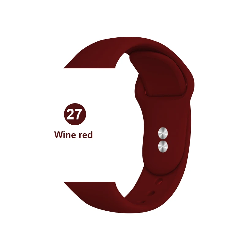 27 Силиконовый спортивный ремешок для часов Apple Watch 5 4 3 2 1 38 мм 42 мм ремешок для часов iwatch 40 мм 44 мм силиконовый браслет - Цвет ремешка: 27