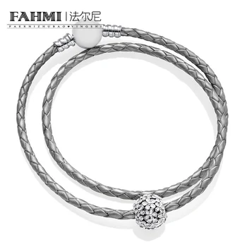 

2020 100%925 Sterling Silver New DARLING DAISY MEADOW CLIP IVORY Silver Fashion Double Leather Bracelet Set B801201 590745CSG