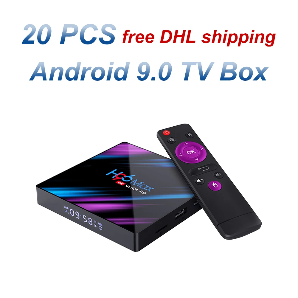 20 шт. H96 Max Android 9,0 tv Box Bulit в 5G wifi Rockchip RK3318 2 ГБ/16 Гб 1080p 4K Google Play Netflix H.265 телеприставка