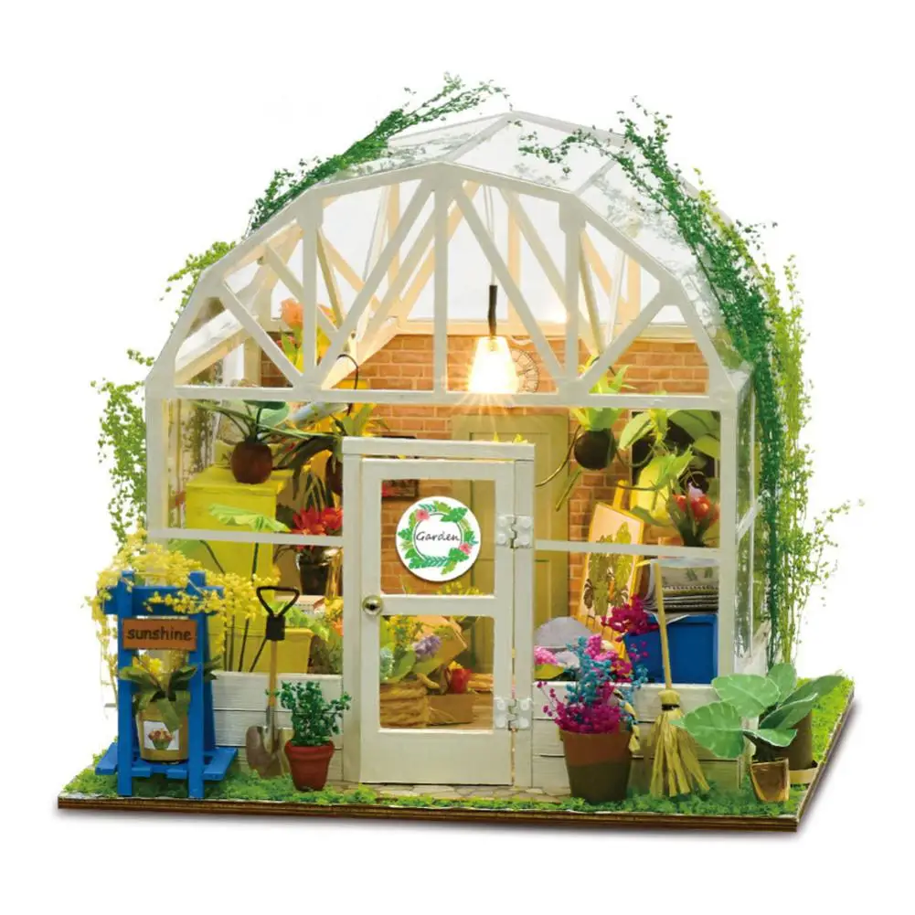 Романтический цветок Кукольный дом DIY ручной работы кабина с освещением деревянный сад DIY кукольный домик миниатюрные игрушки для детей