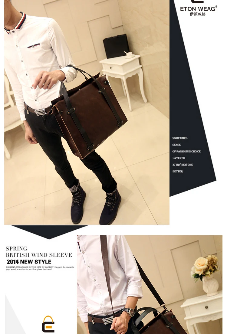 Original new Korean men's handbags leather men's handbags high quality shoulder bags business bags leisure bags