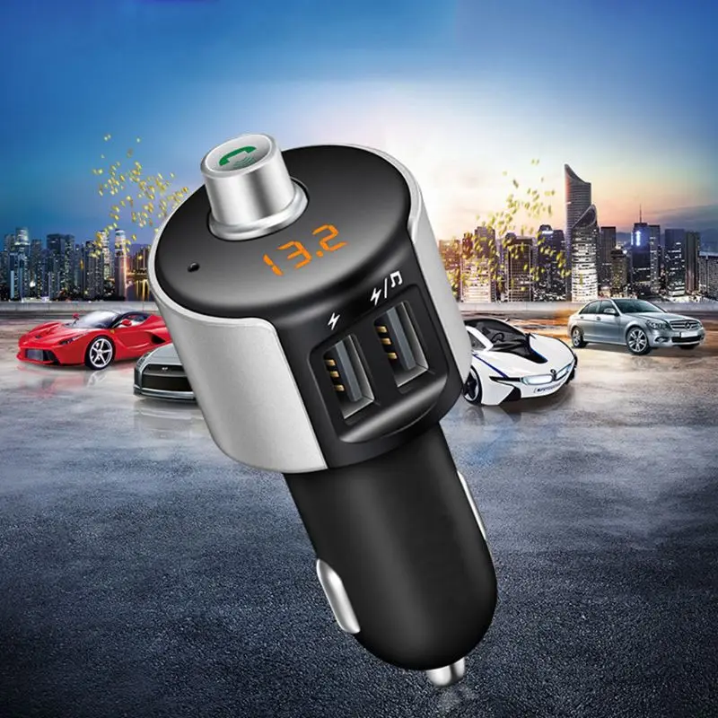 Двойное USB зарядное устройство C27A автомобильный беспроводной Bluetooth fm-передатчик ЖК-дисплей двойной usb зарядка MP3-плеер Радио адаптер