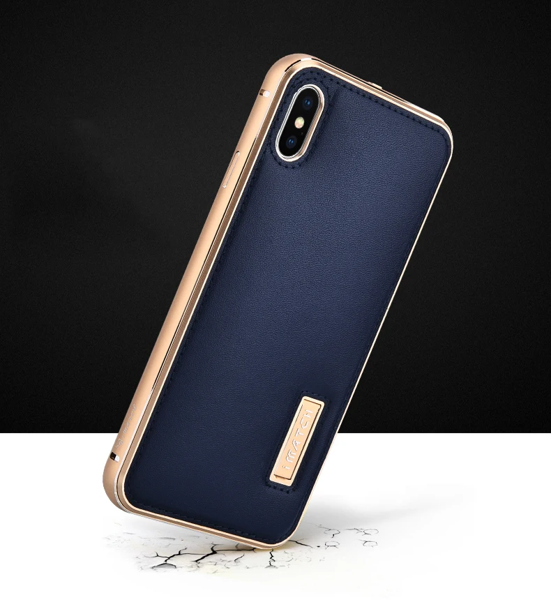 Металлический чехол-накладка для iPhone XS MAX, чехол из натуральной кожи для iPhone X XS MAX XR, Алюминиевый металлический бампер, задняя крышка для телефона