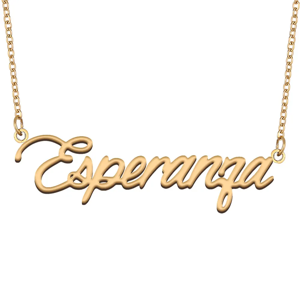 

Esperanza Personalized Name Necklace Women Stainless Steel Jewelry Gold Plated Nameplate Pendant Femme Mothers Girlfriend Gift