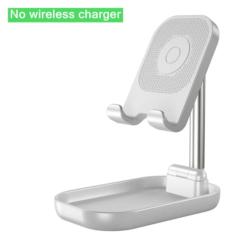 no wireless charger Универсальная настольная подставка 10 Вт Быстрая зарядка беспроводное зарядное устройство телескопический держатель для телефона Подставка для сотового телефона/планшета Настольный Держатель подставка - Цвет: no wireless charger