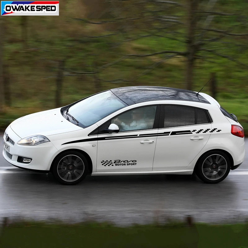 Для Fiat Bravo гоночные спортивные полосы автомобильные двери талии линия Наклейка