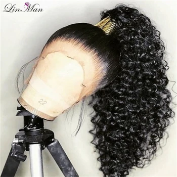 

Lace Wig 360 Lace Front Human Hair Wigs Curly Preplucked Bleached Knots Natural Peruvian Remy