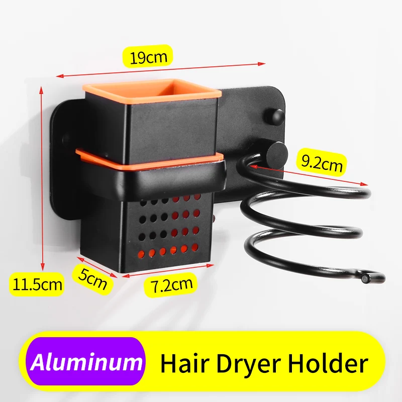 Hair Dryer Holder Держатель для полотенец Черная Вешалка держатель для полотенец Держатель три многослойное полотенце бар алюминиевая полка для ванной органайзер для душа держатель для туалетной бумаги - Цвет: Hair Dryer Holder
