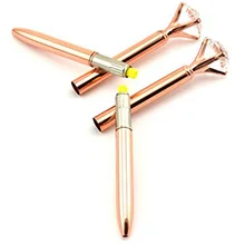 20 шт, 1,0 мм, черные чернила, новинка, розовое золото, большой бриллиант, кристалл, роллер, шариковые ручки, гелевые ручки, канцелярские принадлежности, офисные принадлежности, шариковые ручки для