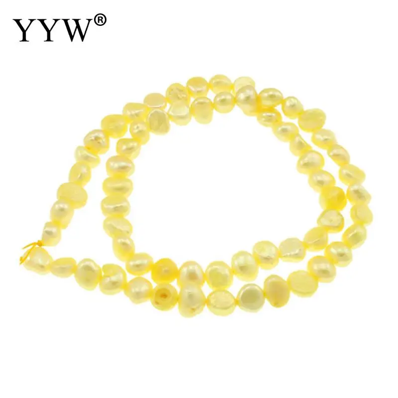 

5-6mm Yellow Cultured Baroque Freshwater Pearl Beads Jewelry Pearls For Diy Handmade Necklace Bracelets Hole 0.8mm 14.5 Inch