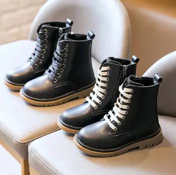 

Autumn Winter Children Boots Girls Boys Leather Zip Rubber Ankle Martin Boots Fashion Boys Girls shoes For Kids Short Boots
