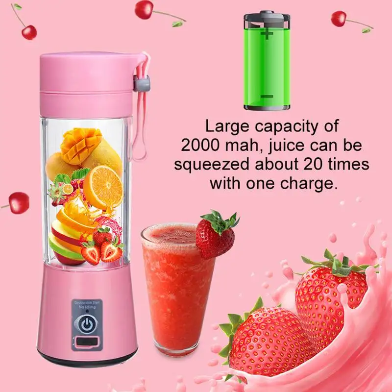 Description Picture 4 of item380ml 6/4 Blades Portable Electric Fruit Juicer Home USB Rechargeable Smoothie Maker Blenders Machine Sports Bottle Juicing Cup