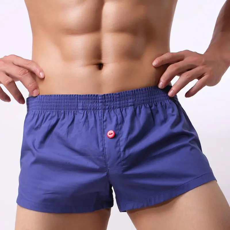 Button navy blue Мужские штаны со стрелками, женские мужские трусы, сексуальные парные боксеры с низкой талией, хлопковые крутые домашние шорты для мужчин - Цвет: Button navy blue