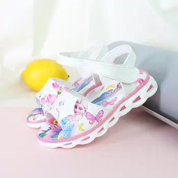 

2020 Elsa Sandals Princess Elsa Anna Shoes Print Cartoon Summer Toddler Girl Beach Shoes Ice Snow Queen New Fashion Girl sandal