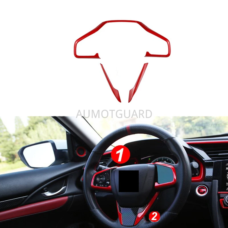

Interior Decoration Accessories Car Steering Wheel Trim sticker For Honda Civic 2016 2017 2018 2019