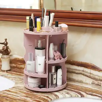 

360 Rotating Makeup Organizer Jewelry Box Cosmetic Storage Box Bathroom Shelf Large Capacity Removable Desktop Organizer