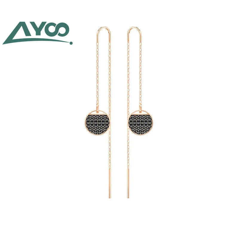 AYOO Высокое качество 1: 1swa простой темперамент аристократические Женские Геометрические круглые длинные серьги
