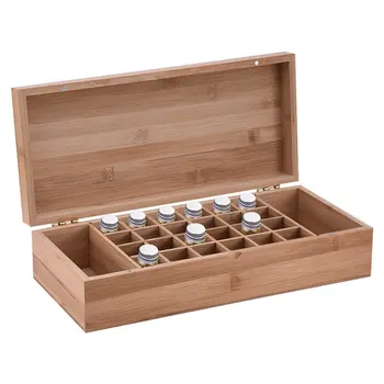 

Bamboo Essencial Oils Storage Box With 26 Grids Diy Protective Wooden Storage Case For Artistic Ornament Decorative