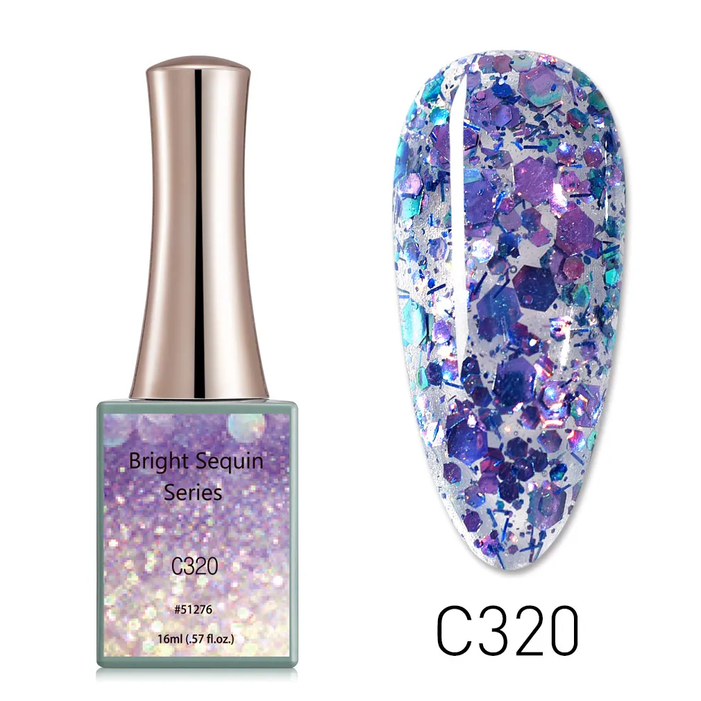 Canni New 16ml UV Nail Gel Polish Bright Sequin Series C311-C320 Glitter Salon NailArt Manicure Varnish Enamel Lacquer 6