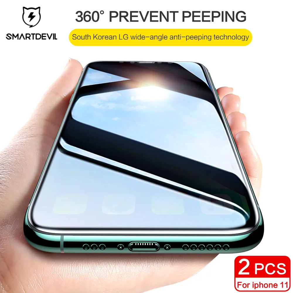 SmartDevil Screen Protectors For iPhone 11 Pro Max Glass For iPhone 11 Full Cover 360  Anti-Peeping Privacy Protective Film