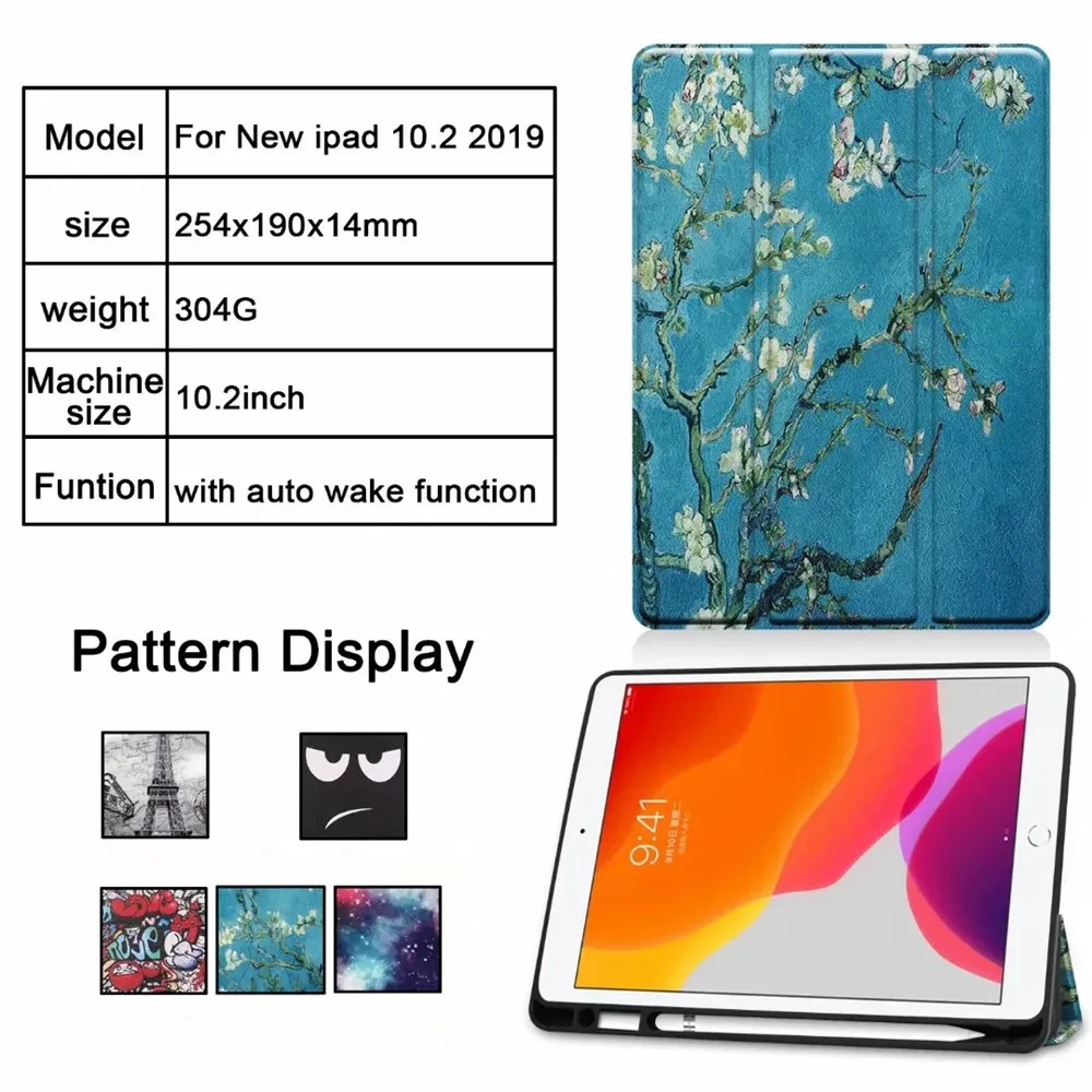 Магнитный смарт-чехол для Apple iPad 10,2 чехол для iPad 10,2 дюймов 7-го поколения складной Флип PU кожаный стоячая таблетница