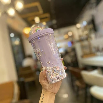 

Tumbler Starlight 450ML Straw Cold Water Cup Rainbow Decoration Silicone for Summer SNO88